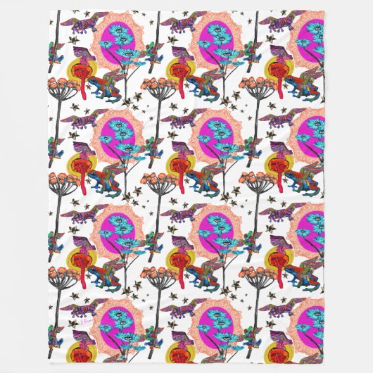 フロッカラフル飛んでいるグ フリースブランケット (正面)