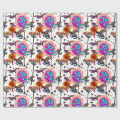 フロッカラフル飛んでいるグ ラッピングペーパー (フラット)