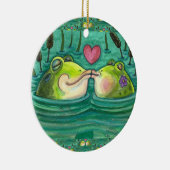 フロッキスをするグカラフル&かわいい池のロマンスおもしろい、 セラミックオーナメント (右)