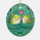 フロッキスをするグカラフル&かわいい池のロマンスおもしろい、 セラミックオーナメント (左)