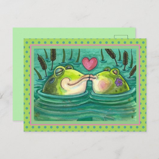 フロッキスをするグカラフル&かわいい池のロマンスおもしろい、 ポストカード (正面/裏面)