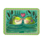 フロッキスをするグカラフル&かわいい池のロマンスおもしろい、 マグネット (横)