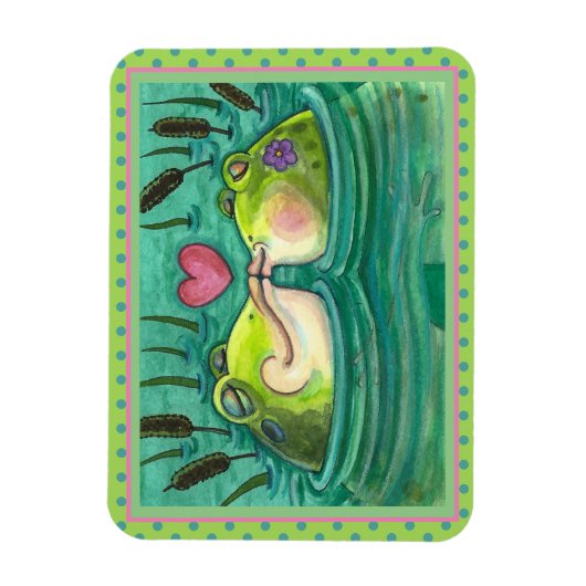 フロッキスをするグカラフル&かわいい池のロマンスおもしろい、 マグネット (縦)