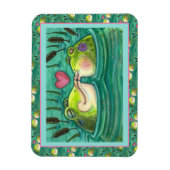 フロッキスをするグカラフル&かわいい池のロマンスおもしろい、 マグネット (縦)