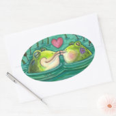 フロッキスをするグカラフル&かわいい池のロマンスおもしろい、 楕円形シール (封筒)