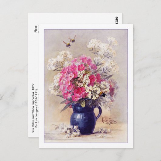 フロックスとユーフォルビアby de Longpre ポストカード (正面/裏面)