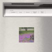 フロックスの花畑の木製カート、青いボネットと マグネット (インサイチュ (食洗機))