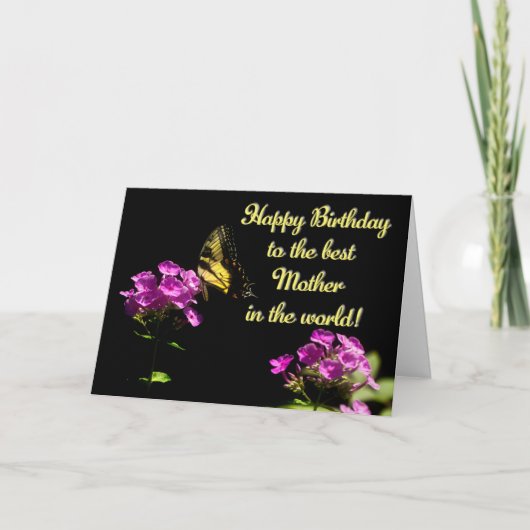 フロックス属-誕生日Moのトラのアゲハチョウの蝶 カード (正面)