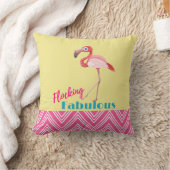 フロックファブラスタイポグラフィとピンクフラミンゴ クッション (ブランケット)