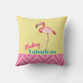 フロックファブラスタイポグラフィとピンクフラミンゴ クッション (裏面)