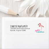 フロックファブラスタイポグラフィとピンクフラミンゴ ラベル (インサイチュ)