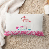 フロックファブラスタイポグラフィとピンクフラミンゴ ランバークッション (ブランケット)