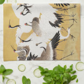 フロック日本のクレーンヴィンテージバードリッチクラシック キッチンタオル (折り畳み)