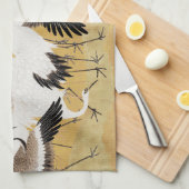 フロック日本のクレーンヴィンテージバードリッチクラシック キッチンタオル (四つ折り)