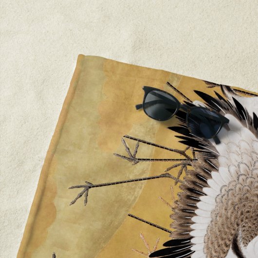 フロック日本のクレーンヴィンテージバードリッチクラシック ビーチタオル (インサイチュ)