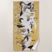 フロック日本のクレーンヴィンテージバードリッチクラシック ビーチタオル (正面)