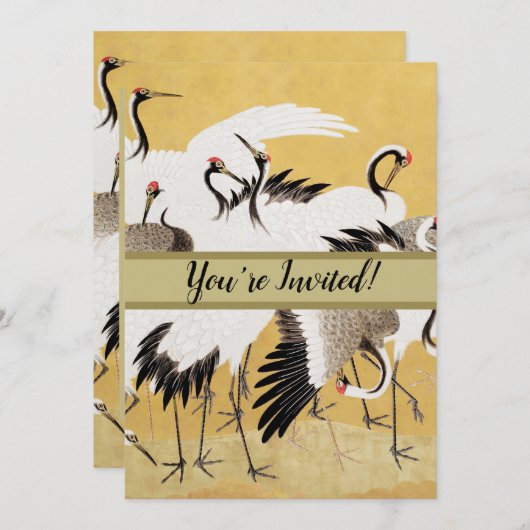 フロック日本のクレーンヴィンテージバードリッチクラシック 招待状 (正面/裏面)