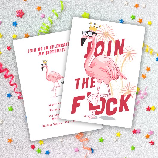 フロック・ピンク・フラミおもしろいンゴ誕生日パーティーに参加する 招待状