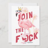 フロック・ピンク・フラミおもしろいンゴ誕生日パーティーに参加する 招待状 (正面)