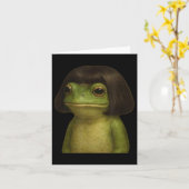 フロッグおもしろいガールボブヘアミームアート カード (黄色い花)