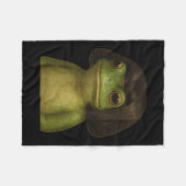 フロッグおもしろいガールボブヘアミームアート フリースブランケット (正面(横))