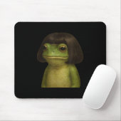 フロッグおもしろいガールボブヘアミームアート マウスパッド (マウス)