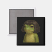 フロッグおもしろいガールボブヘアミームアート マグネット (正面/裏面)