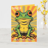 フロッグおもしろいトワドクロークド娘ハッピーバースデー カード (黄色い花)