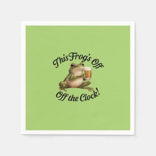 フロッグおもしろいリタイアメントパーティーグリーンデザイン スタンダードカクテルナプキン (正面)