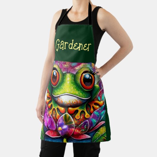 フロッグお洒落抽象芸術絵画ズアートフローラグリーン エプロン (インサイチュ)