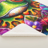 フロッグお洒落抽象芸術絵画ズアートフローラグリーン シェルパブランケット (3/4)