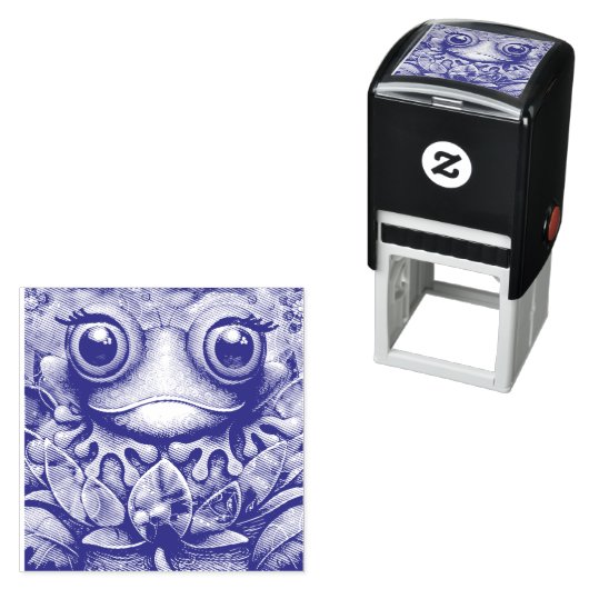 フロッグお洒落抽象芸術絵画ズアートフローラグリーン セルフインキングスタンプ (インサイチュ)