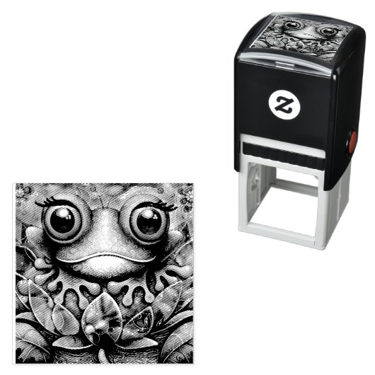 フロッグお洒落抽象芸術絵画ズアートフローラグリーン セルフインキングスタンプ (インサイチュ)