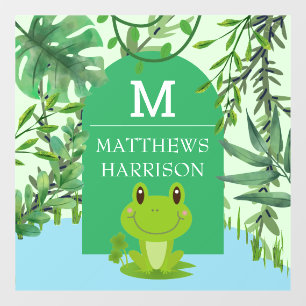 フロッグアートモノグラム男の赤ちゃんベッドルーム子供部屋 ウィンドウサイン