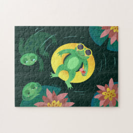 フロッグイエローサングラスで泳ぐ ジグソーパズル