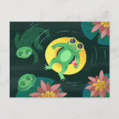 フロッグイエローサングラスで泳ぐ ポストカード (正面)