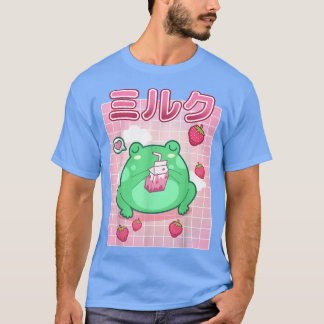 フロッグイチゴミルクパステルゴシックおもしろいかわいいズトード Tシャツ