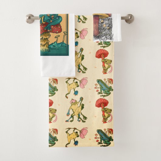 フロッグウィズマッシュルームコタゲコアスタイルデザイン バスタオルセット (インサイチュ)