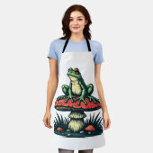 フロッグオンマッシュルームコテージコアフォレスト魔法菌類 エプロン (着用した状態)