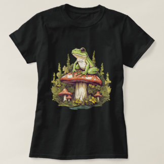 フロッグオンマッシュルームコテージコア Tシャツ