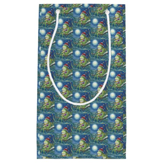 フロッグオンログサンタホリデークリスマススモール抱き枕 スモールペーパーバッグ (正面)