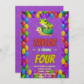 フロッグカタツムリパーソナライズされた誕生日招待状キッズ 招待状 (正面/裏面)