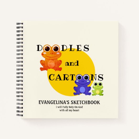 フロッグカラフルカスタムドードルスケッチブックジャーナル ノートブック (正面)