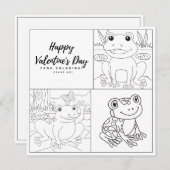 フロッグカラーリングページキッドボーイカードハッピーバレンタイン (正面/裏面)