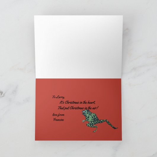 フロッグクリスマスの折り畳み式ホリデーカード シーズンカード (内部)