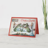 フロッグクリスマスの折り畳み式ホリデーカード シーズンカード (正面)