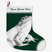 フロッグクリスマスストッキングカスタムブルフロッグストッキング ラージクリスマスストッキング (正面)