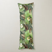 フロッググリーンとホワイト《植物》スイレン ボディピロー (裏面 (縦))