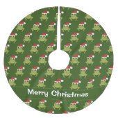 フロッグサンタハットグリーンクリスマス ブラッシュドポリエステルツリースカート (正面)