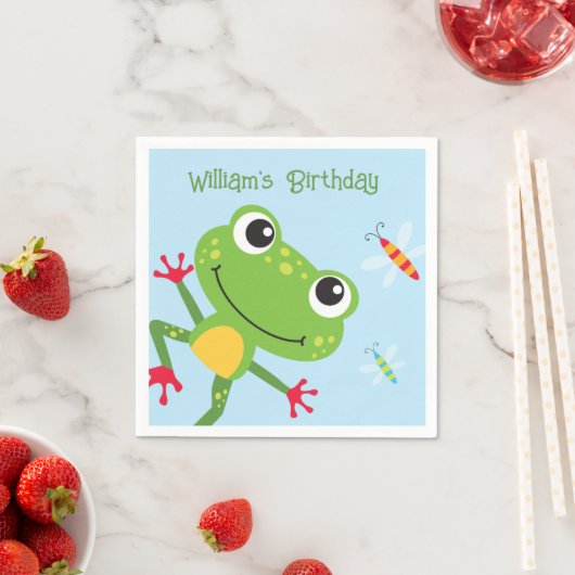 フロッグタスティックリーピングカエル子供の誕生日 スタンダードカクテルナプキン (インサイチュ)